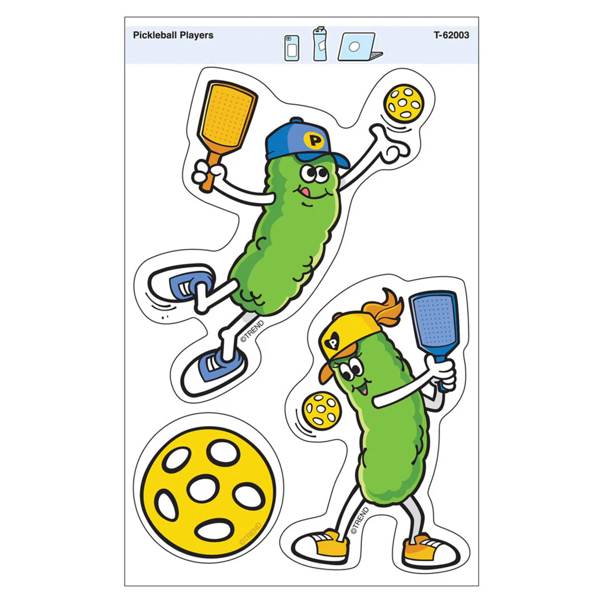 TREND Enterprises® Pickleball Players Vinyl Stickers, 6 Packs of 3
